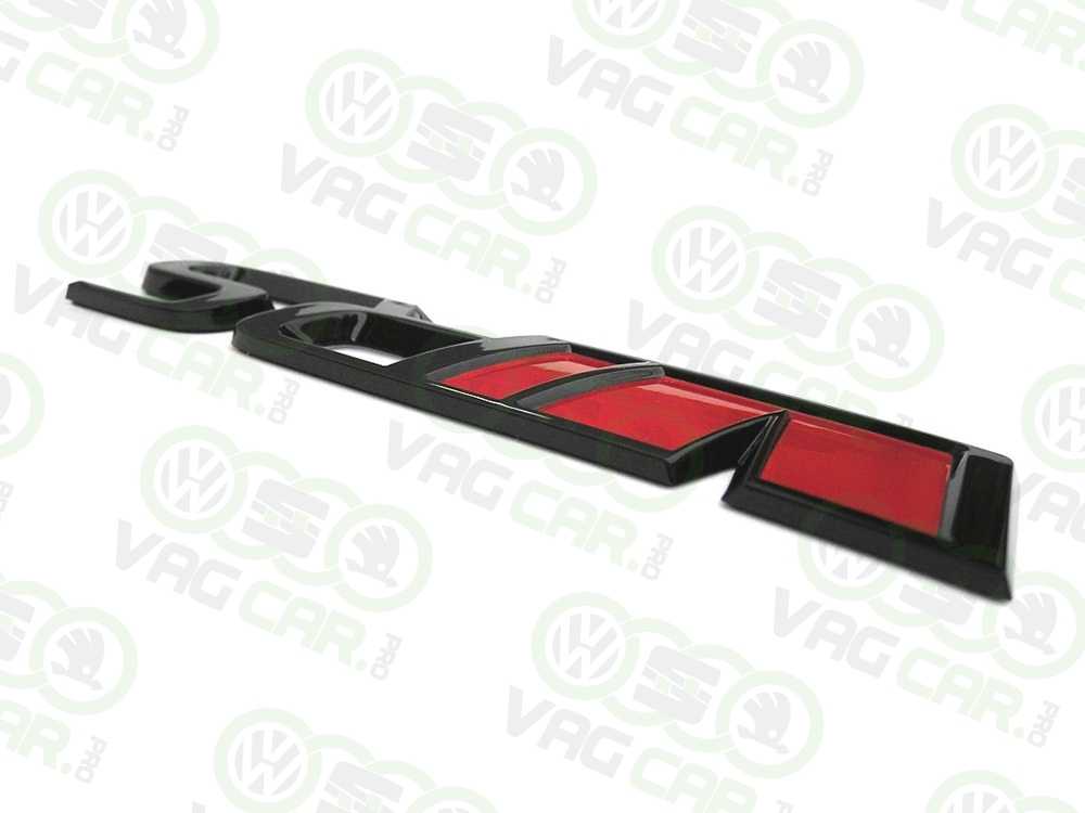 Rear emblem sticker for Skoda Octavia VRS in black and red design