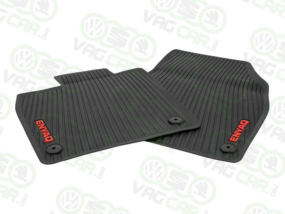 Rubber mats for Skoda Kamiq black/red